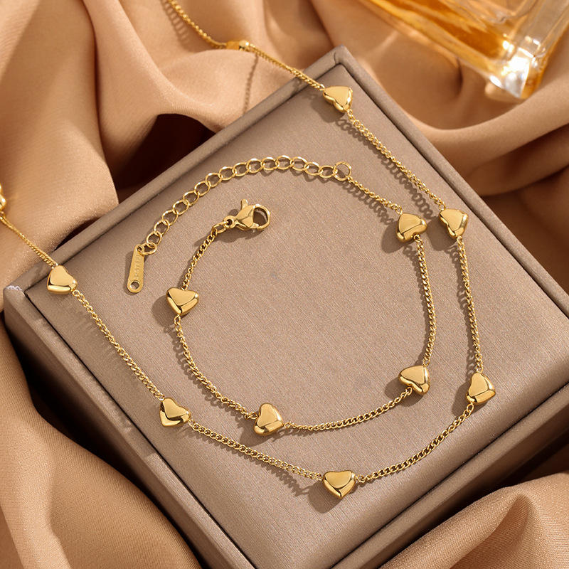 multi Heart Shape Necklace Bracelet Earrings