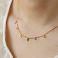 Multi color crystal drop chain