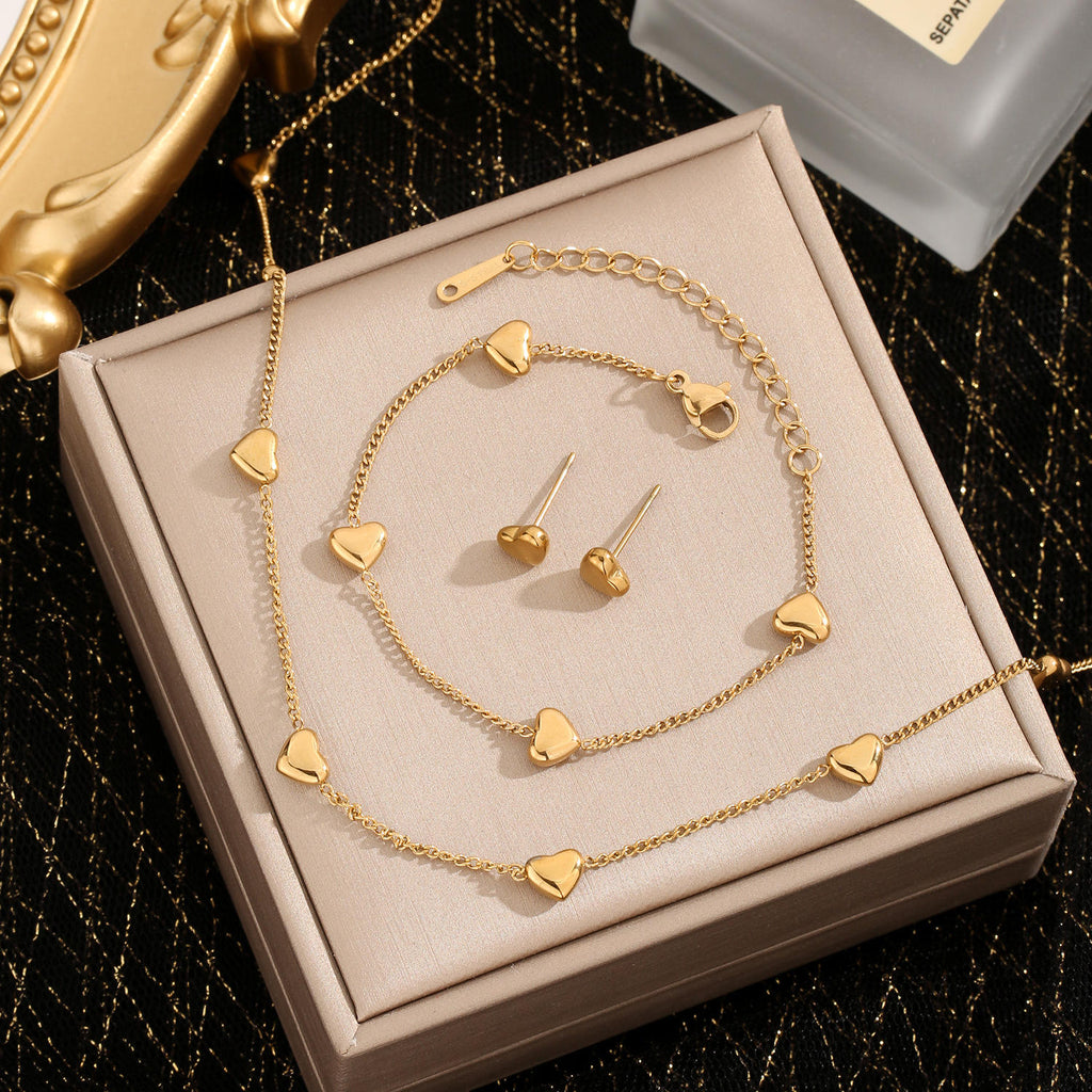 multi Heart Shape Necklace Bracelet Earrings