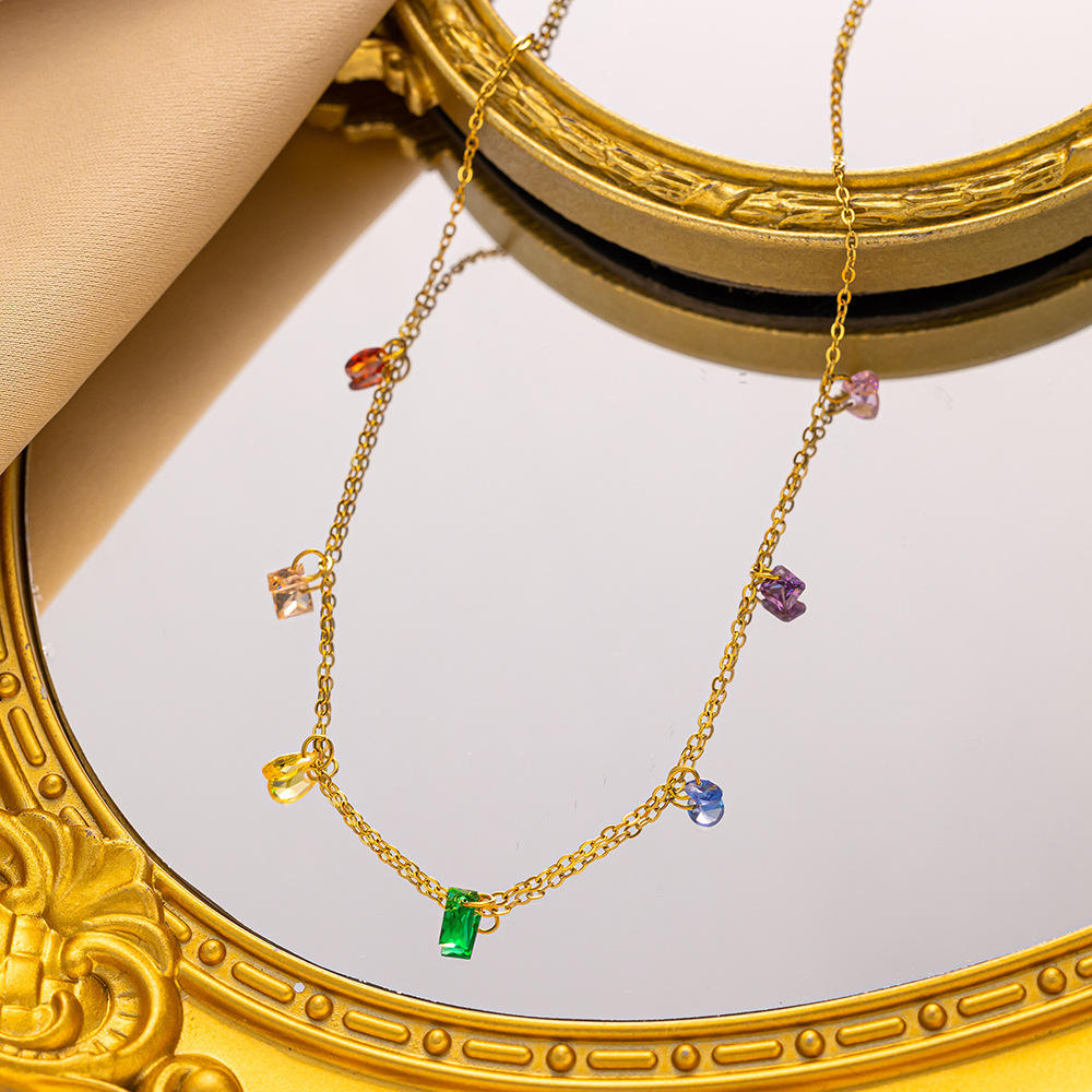 Multi color crystal drop chain