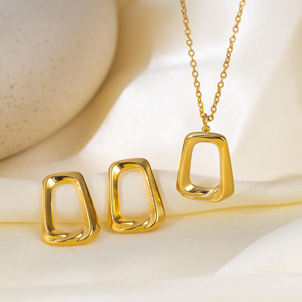 Geometric square Hollow Jewelry Necklace earrings set