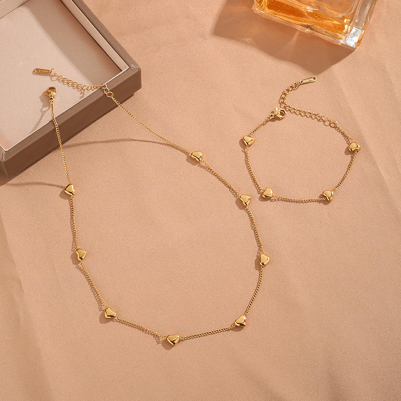 multi Heart Shape Necklace Bracelet Earrings